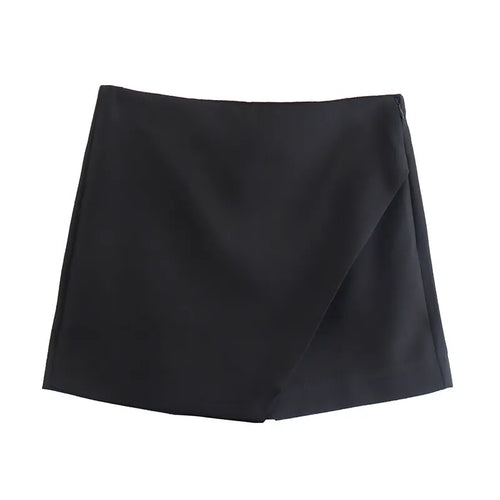 Load image into Gallery viewer, Women Fashion Asymmetrical Shorts Skirts High Waist Back Pockets Side Zipper Vintage Female  Solid
