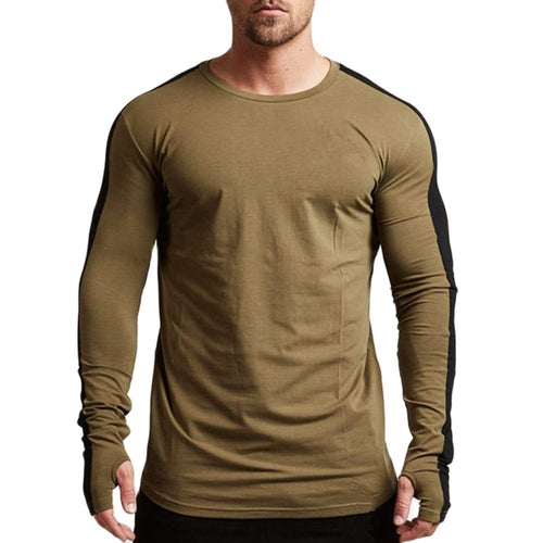 Load image into Gallery viewer, Casual Long Sleeve T-shirt Men Fitness Cotton Shirt Male Gym Workout Skinny Tee Tops Army Green Autumn Running Sport Clothing
