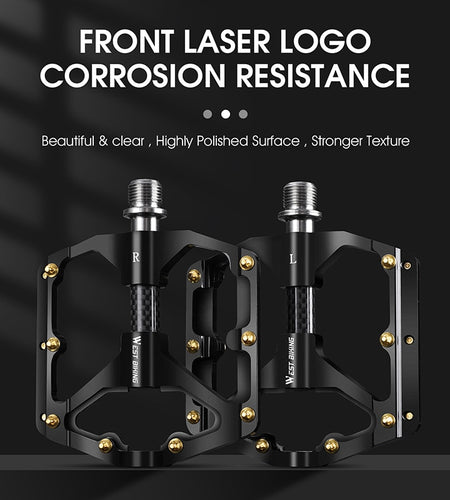 Bicycle Pedals 3 Bearings Ultralight Carbon Fiber Road Bike Pedals BMX MTB Flat Pedals Specialized Bike Parts