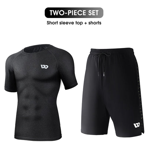 Load image into Gallery viewer, Men&#39;s Workout Tracksuit Short Sleeve Bodybuilding Muscle T-Shirts and Shorts Set for Running Jogging Athletic Sports

