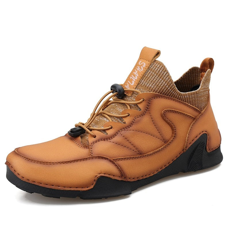 Handmade Leather Men Shoes Casual Split Leather Shoes Men Loafers Comfort Walking Shoes Men Flats Hot Sale Moccasins Shoes