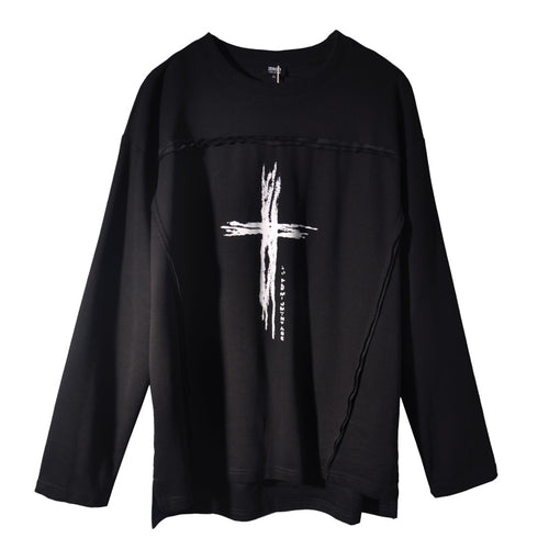 Load image into Gallery viewer, Hip Hop Long Sleeve T-Shirt Men Autumn Dark Personalized Printing Streetwear Sweat Shirts Cotton Tops Tees Black
