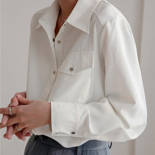 Load image into Gallery viewer, Chiffon Women Shirt White Office Ladies Button Up Long Sleeve Blouse Summer Fashion Turn Down Designed Female Tops
