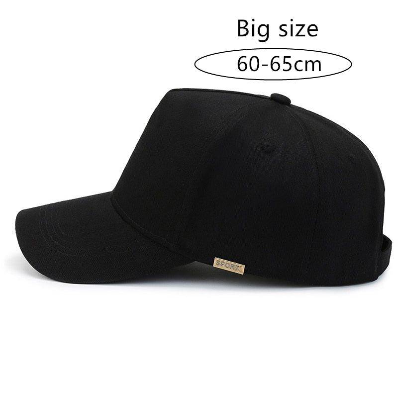 Big Size Cap Men Women Cotton Solid Big Head Trucker Cap Male Bone Baseball Caps Hip Hop Snapback Hat Golf Size60-65cm