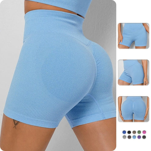 Load image into Gallery viewer, Summer new sports Yoga Sexy Shorts Solid color Seamless High waist Breathable Peach Hip Women&#39;s Gym Essential Hip-lifting pants
