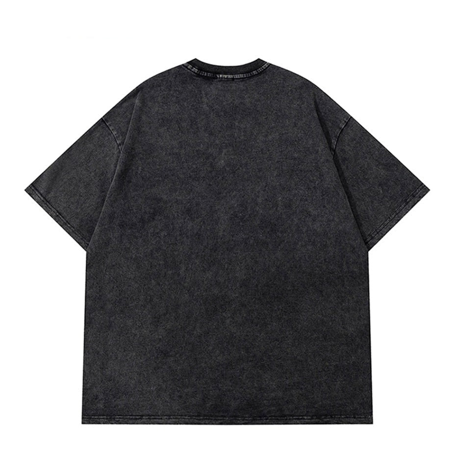 Vintage Washed Tshirts Anime T Shirt Harajuku Oversize Tee Cotton fashion Streetwear unisex top a27