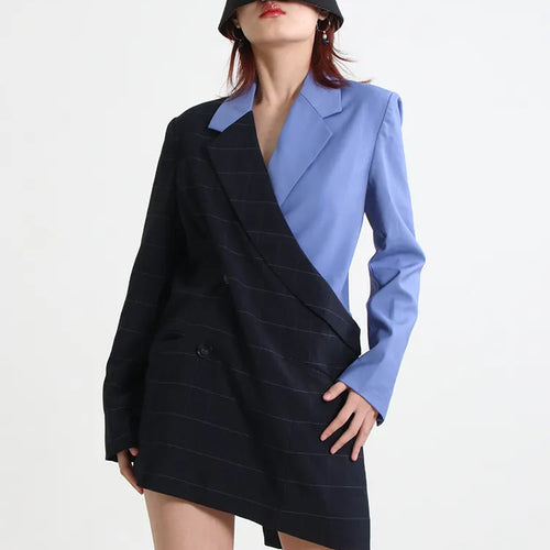 Load image into Gallery viewer, Slim Hit Color Blazers For Women Notched Collar Long Sleeve Patchwork Single Breasted Casual Blazer Female Autumn
