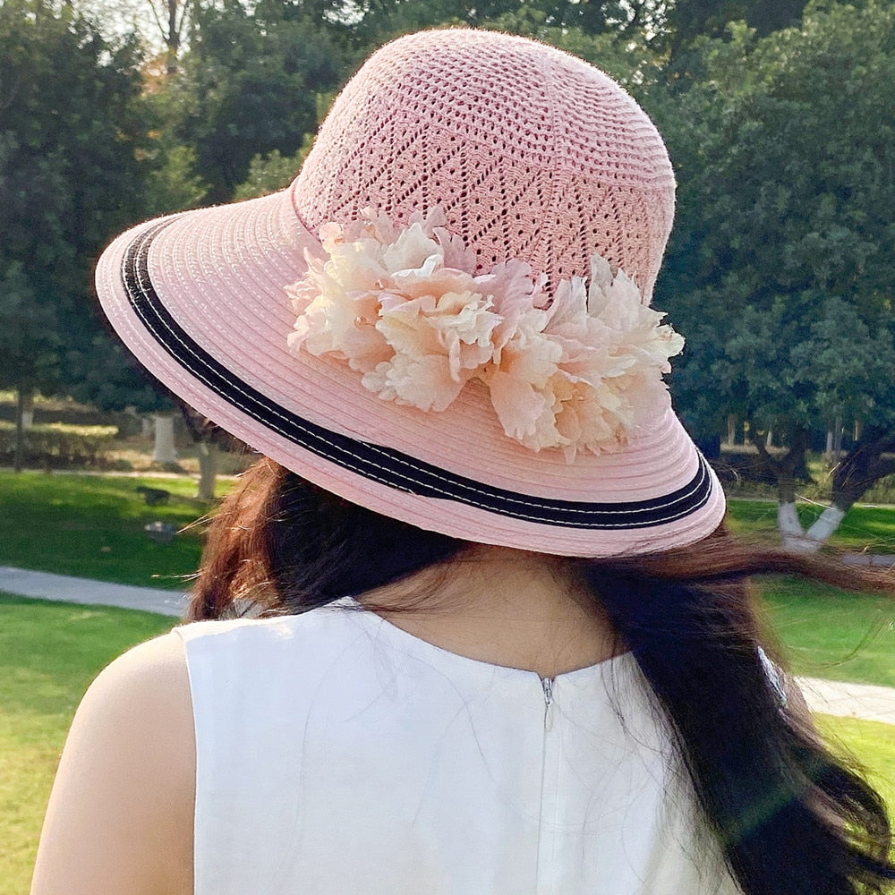 Summer Hats For Women Fashion Flowers Design Straw Hat  Sun Hat Travel Beach Hat