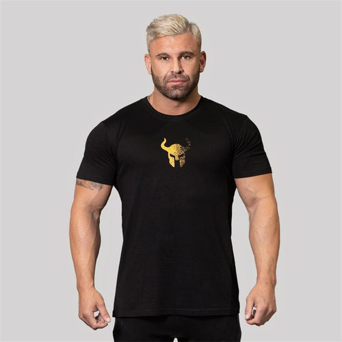 Load image into Gallery viewer, Cotton Casual Print T-shirt Men Short Sleeve Skinny Tee Shirt Male Gym Fitness Tops Summer Sport Training Crossfit Clothing
