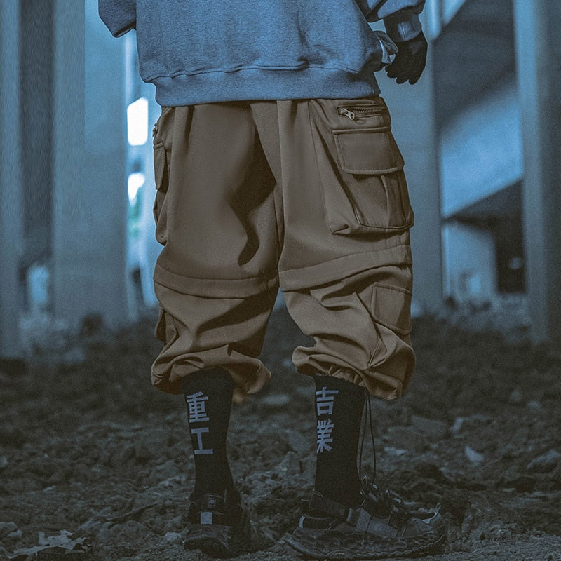 Hip Hop Function Tactical Cargo Pants Men Multi Pocket Joggers Trousers Elastic Waist Fahsion Streetwear Pant