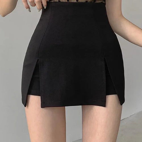 Load image into Gallery viewer, Sexy Split Shorts Skirt Women&#39;s Office Ladies Suit Skirt Summer New Black Mini A-line Pants Skirt High Waist Wide Leg Shorts
