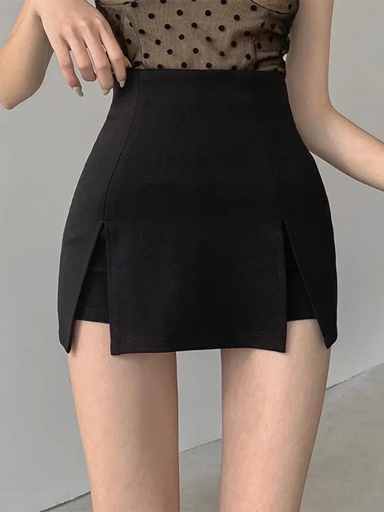Sexy Split Shorts Skirt Women's Office Ladies Suit Skirt Summer New Black Mini A-line Pants Skirt High Waist Wide Leg Shorts