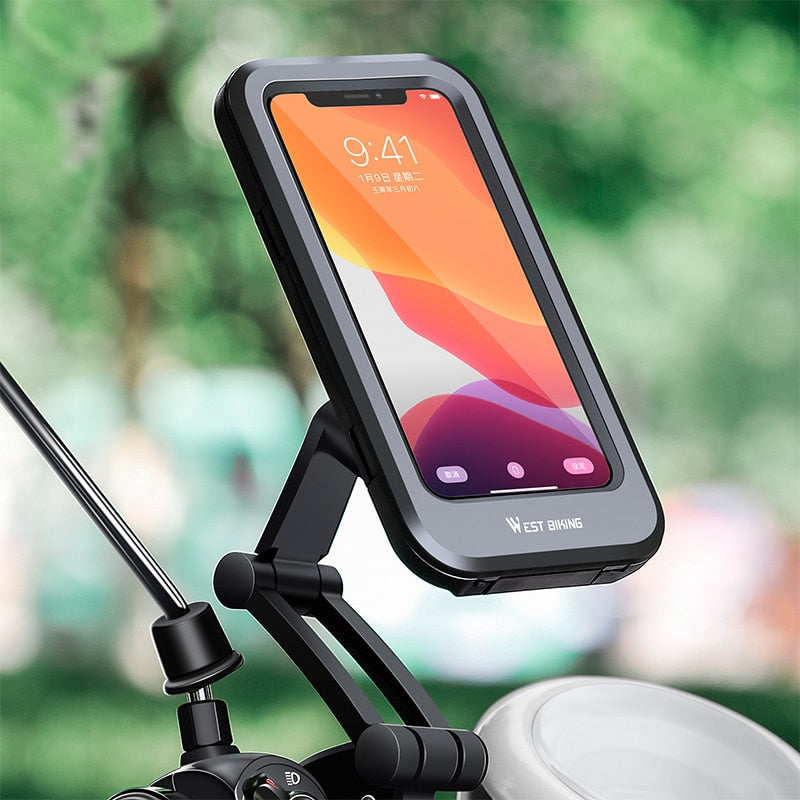 360° Adjustable Waterproof Bicycle Phone Holder Electric Bike Motorcycle Scooter Motorbike Touch Screen Cell Phone Support Mount
