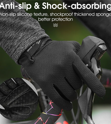 Summer Cycling Gloves Full Finger MTB Bike Gloves Touch Screen Non-Slip Silicone Palm Rest Driving Riding Gloves