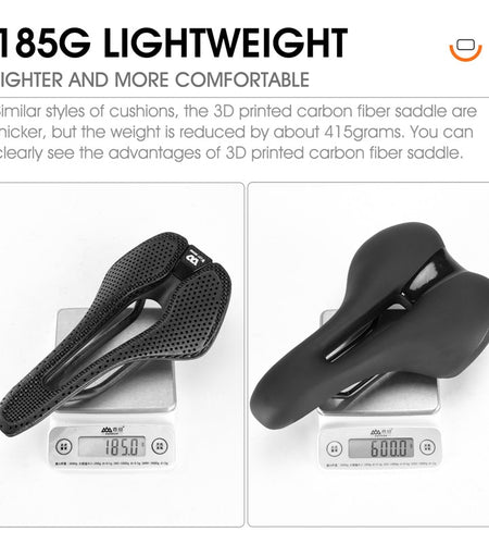 Carbon Fiber Ultralight 3D Printed Bike Saddle Hollow Comfortable Breathable MTB Mountain Road Bicycle Cycling Seat