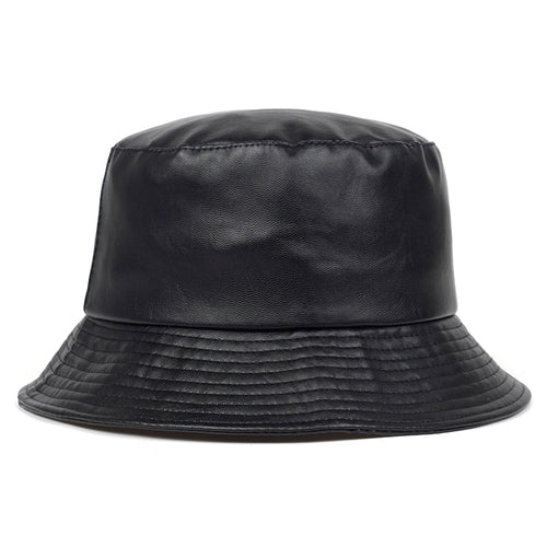 Load image into Gallery viewer, bucket hat faux leather bucket hats PU leather solid top men&#39;s and women&#39;s fashion bucket cap Panama fisherman caps
