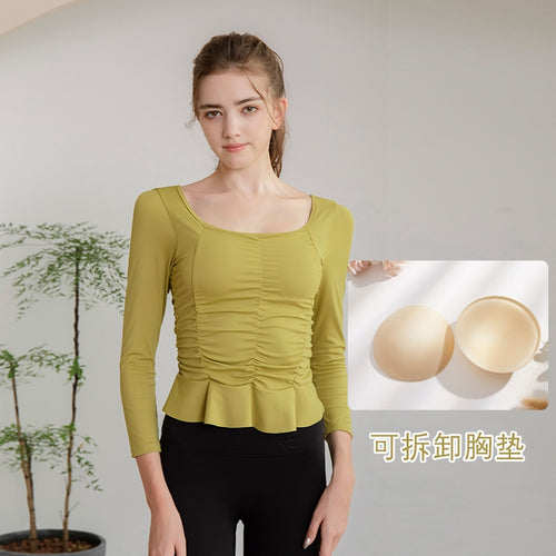 Load image into Gallery viewer, Seamless Solid Color Sports Shirts Ruched  Breathable Athletic Shirt Push-up Yoga Workout Running Jogging Crop Top Active Wear

