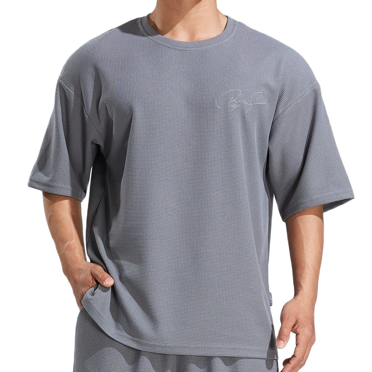 Summer Casual Short Sleeve T-shirt Men Hip Hop Streetwear Shirt Male Fashion Loose Tees Plaid Tops O-Neck Street Clothing