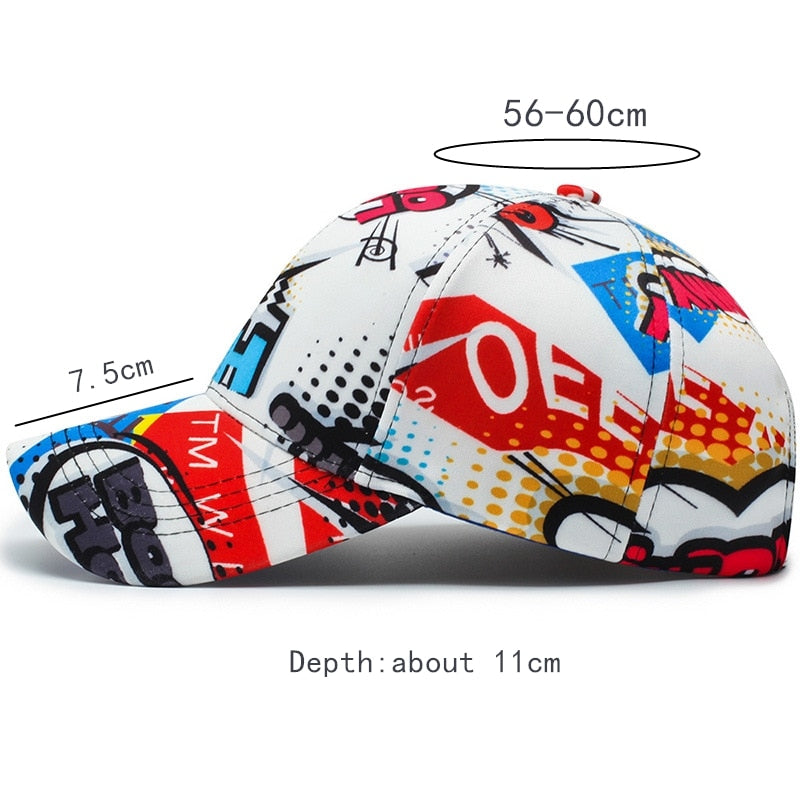 Hip Hop Graffiti Baseball Cap Men Women Street Dance Fashion Snapback Hat Print Hiphop Adjustable Kpop Hats Gorras