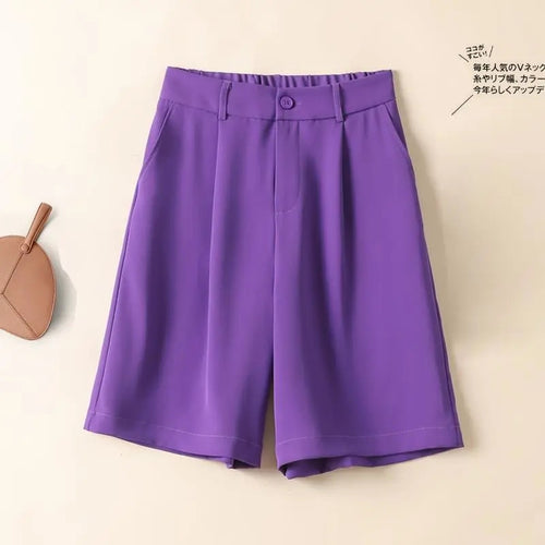 Load image into Gallery viewer, Chiffon Women Shorts Elastic High Waist Loose Casual Suit Wide Leg Shorts Summer Thin Fashion A Line Ladies Shorts
