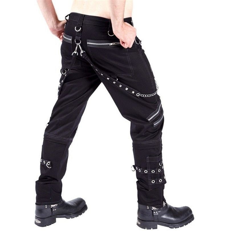 Men's Gothic Pants Punk Rock Cargo Pants Men Fashion Hip Hop Trousers Vintage Streetwear