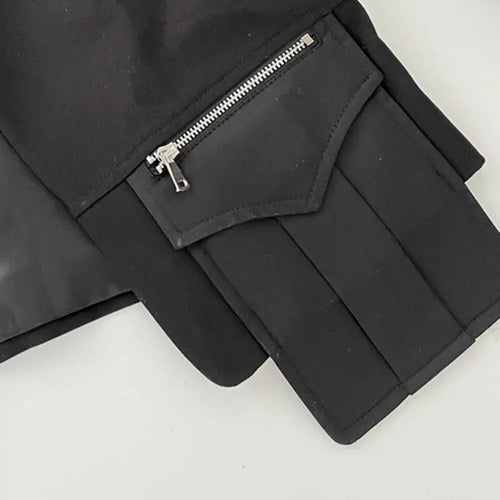 Load image into Gallery viewer, Patchwork Zipper Blazers For Women Lapel Long Sleeve Single Button Slim Temeprament Blazer Female Fashion

