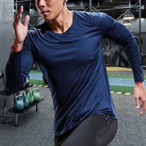 Load image into Gallery viewer, Plus Size Tops Men Sport T-shirt Long Sleeve Running Tees Dry Fit Breathable Training Clothes Gym Sportswear Fitness Sweatshirts
