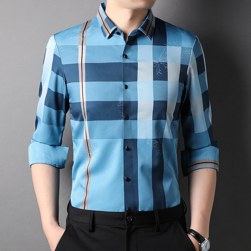 Top Grade Luxury Slim Fit Designer Trending Striped Shirts For Men Brand Fashion Shirt Long Sleeve Casual Men Clothes