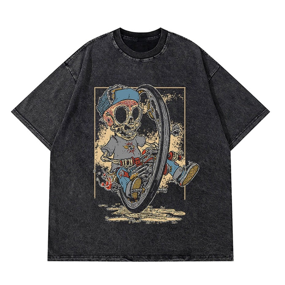 Vintage Washed Tshirts Anime T Shirt Harajuku Oversize Tee Cotton fashion Streetwear unisex top a83