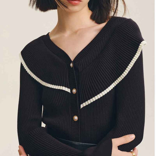 Load image into Gallery viewer, Fashion Ruffles Women Cardigans Sweater Korean Button Elegant Office Ladies Knitted Jacket Elastic Fall Slim Female Tops
