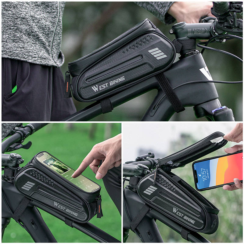 Waterproof Bicycle Bag Frame Front Tube Bag Touchscreen Cell Phone Holder Case Cycling Bag MTB Road Bike Accessories