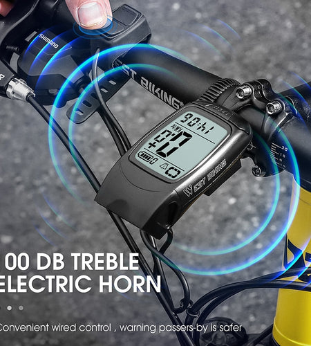 Wireless Bicycle Computer LED Light Horn 3 In 1 Versatile Bike Odometer USB Rechargeable Waterproof Speedometer
