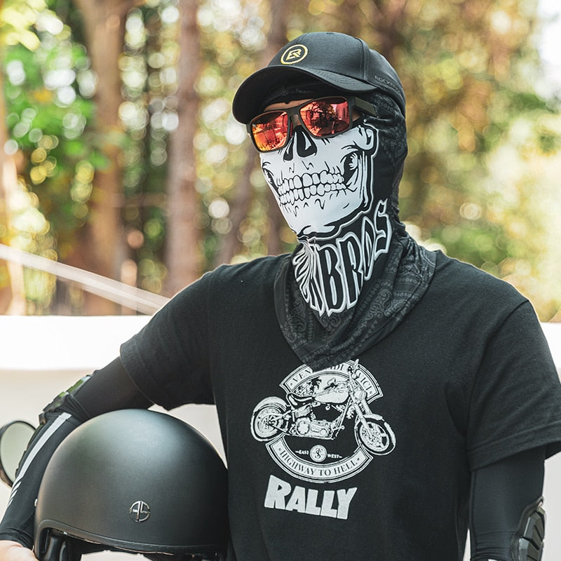 Bike Scarf Mask Skull Print Moto Full Face Mask Balaclava Helmet Liner Breathable Cool Mask Training HeadScarf