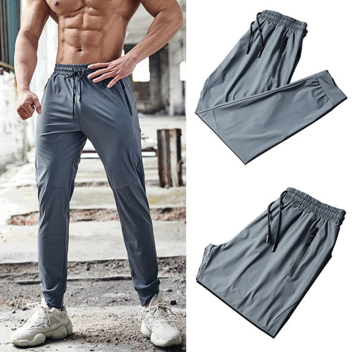 Load image into Gallery viewer, Men Sport Pant Training Bodybuilding Trousers Youngster Fitness Running Sweatpant Thin Elastic Dry Fit Zipper Pockets Long Pants
