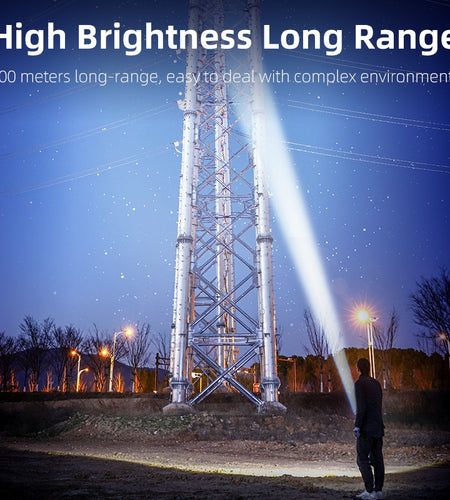 Tactical Flashlight Camping Hiking Telescopic Zoom Highlight Torch Power Bank Outdoor Hunting Survival Safety Hammer