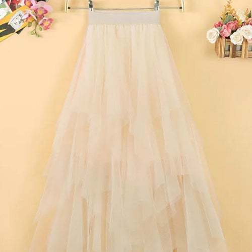 Load image into Gallery viewer, Elegant Women Ball Gown Tulle Skirt Spring Korean Elastic High Waist Mesh Long Skirt Summer Party Pink  Faldas
