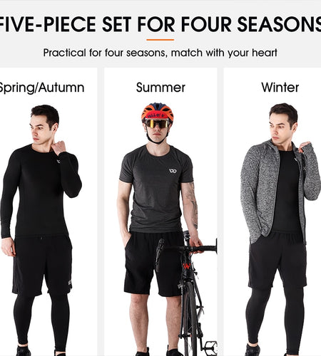 5Pcs Sport Suits Men's Compression Pants Shirt Top Long Sleeve Jacket Athletic Sets Gym Clothing Mens Workout