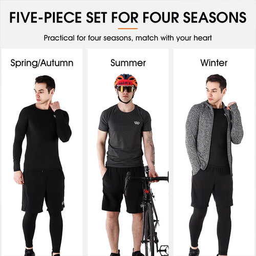 Load image into Gallery viewer, 5Pcs Sport Suits Men&#39;s Compression Pants Shirt Top Long Sleeve Jacket Athletic Sets Gym Clothing Mens Workout
