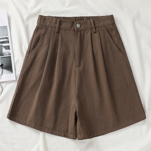 Load image into Gallery viewer, Pure Cotton Women Shorts Casual Elastic High Waist Wide Leg Shorts Korean Style Fashion Summer Ladies Loose Shorts
