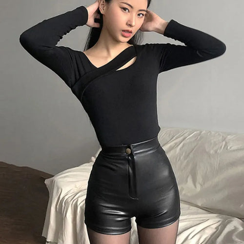 Load image into Gallery viewer, Sexy Black PU Fashion Casual Summer Shorts Women Clothing Faux Leather Goth High Waisted Womens Shorts Y2k Hot Woman Short Pants
