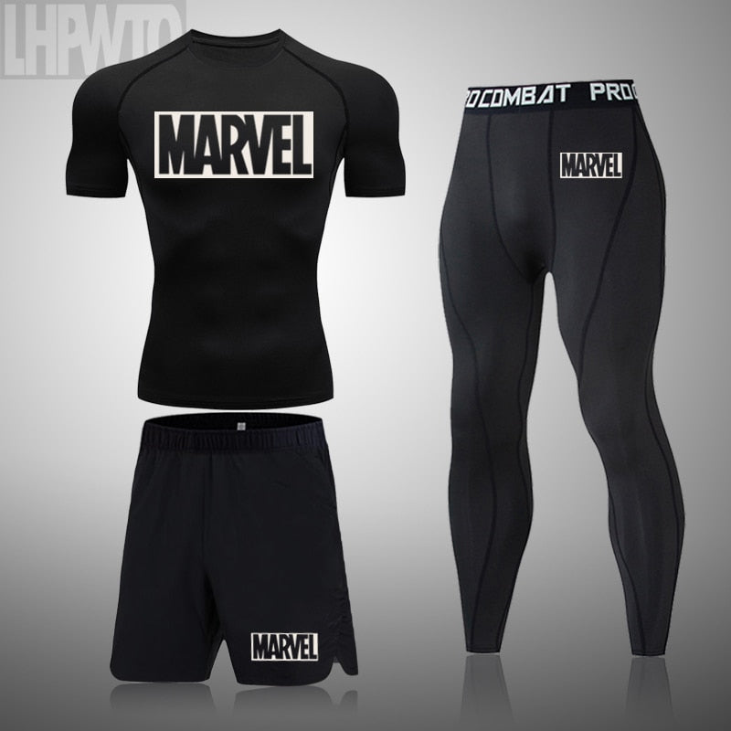 Brand Rash Guard Tight Running Shirt Men T-Shirt Short Sleeve Compression Shirt Gym T-Shirt Fitness Sport Set Men