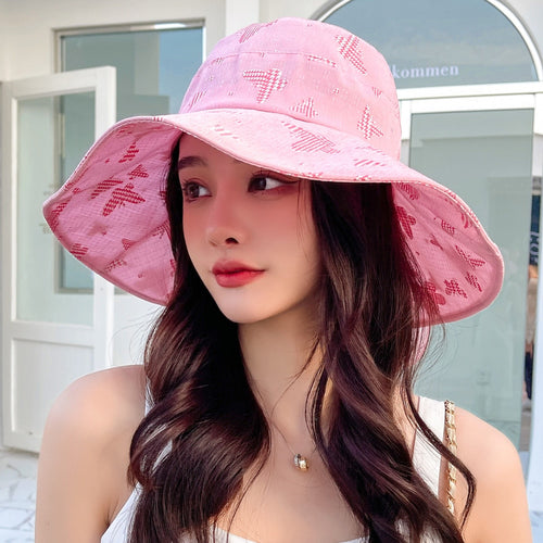 Load image into Gallery viewer, Women Summer Sun Hat Fashion Bow Butterfly Print Sun Cap Female Outdoor Sun Protection Travel Beach Bucket Hat
