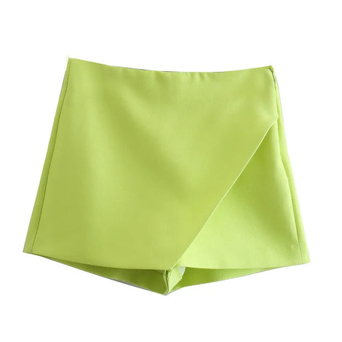 Load image into Gallery viewer, Women Fashion Asymmetrical Shorts Skirts High Waist Back Pockets Side Zipper Vintage Female  Solid
