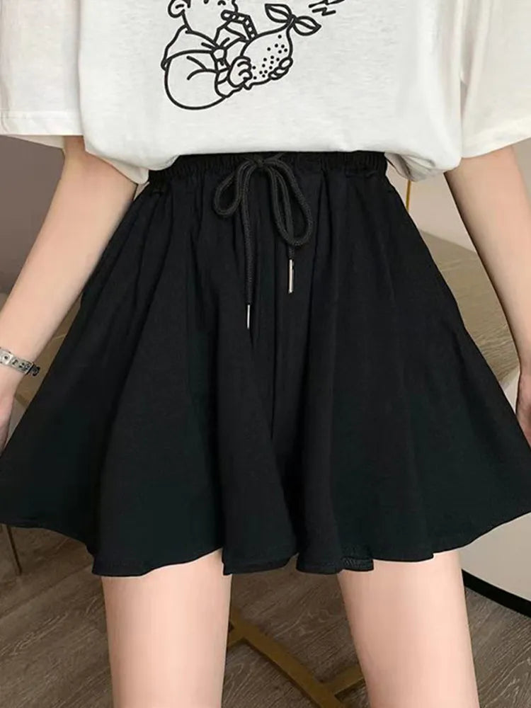 Shorts Women Summer High Waist Black Leisure Loose Sweat Fashion   Female Drawstring Korean Style Streetwear