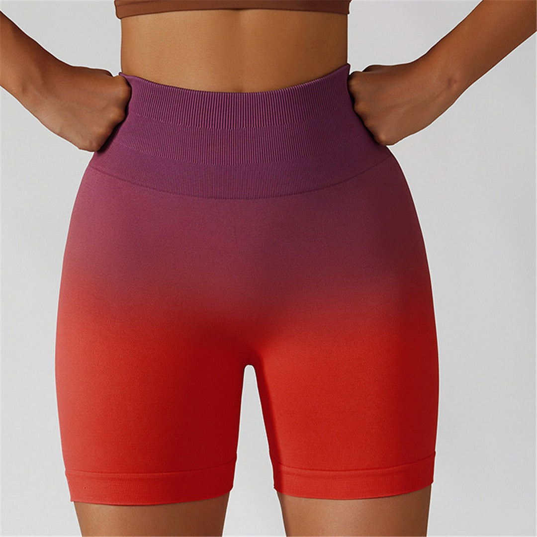 Women Seamless Short Gym Jogging Running Sports Shorts High Waist Gradient Push Up Scrunch Butt Shorts Yoga Clothing Female A084