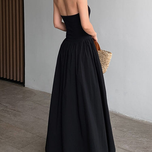 Load image into Gallery viewer, Minimalist Dresses Fpr Women Halter Sleeveless High Waist Backless Solid Elegant Dress Female Fashion Clothing
