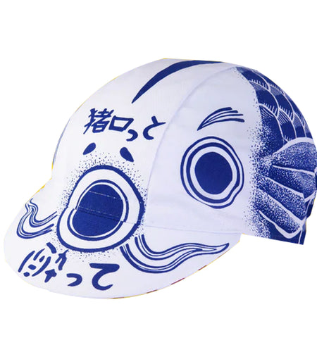 Japanese Style  Winged Good And Evil Double Sided Fish Polyester Cycling Caps Road Bike Sports Summer Hat Blue White Red
