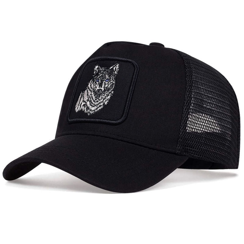 Wolf embroidered baseball cap truck driver hat
