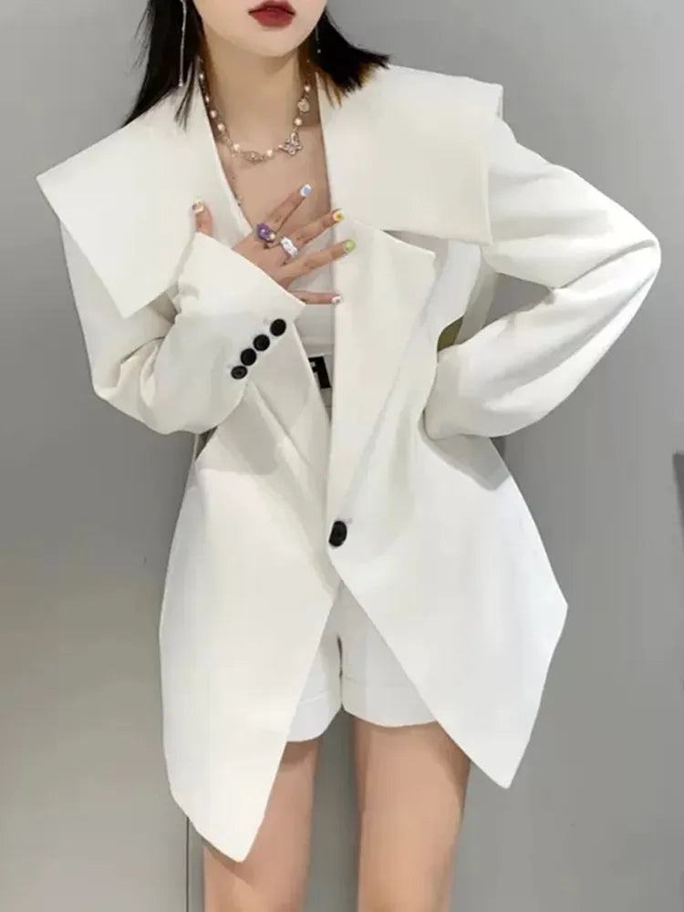 Asymmetrical Autumn Blazer For Women Notched Collar Long Sleeve Solid Korean Fashion Blazers Female Clothing