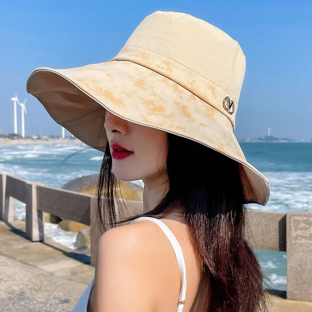 Summer Hats For Women Fashion Wide Brim Design Sun Hat Sun Protection Travel Beach Bucket Hat